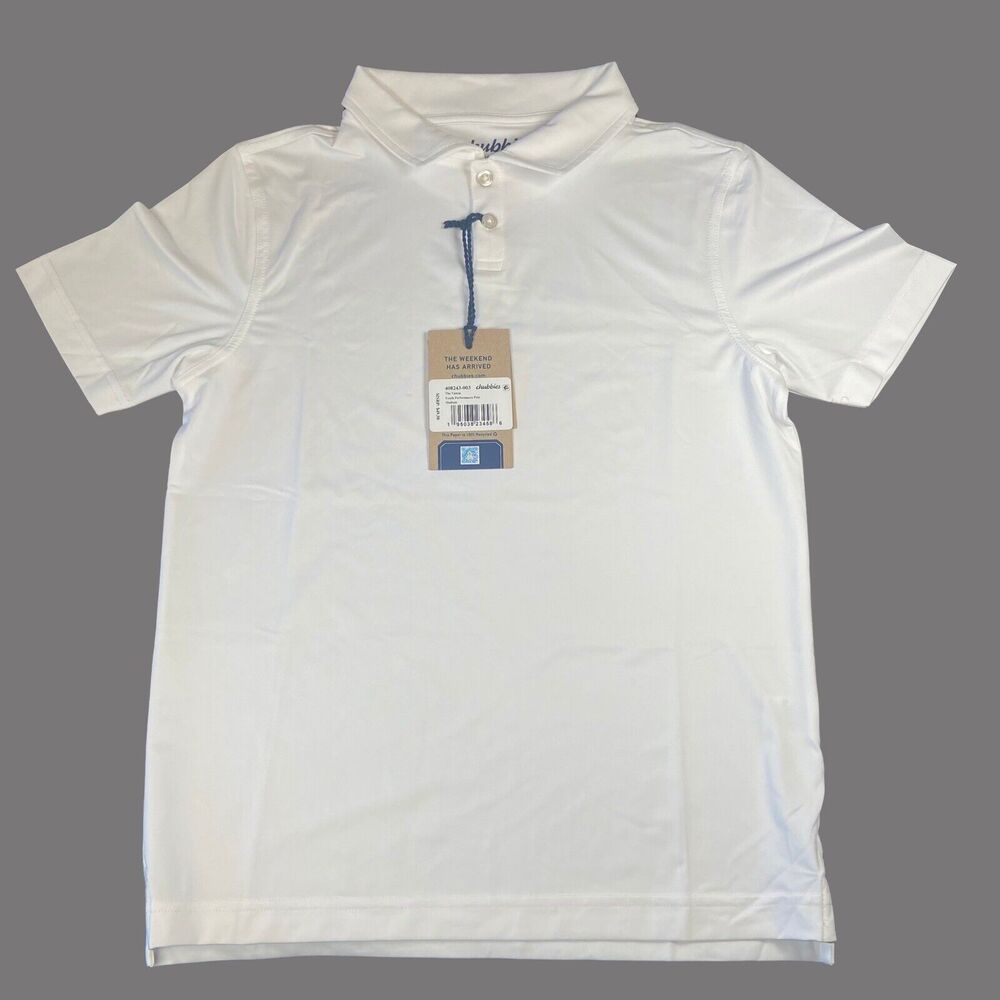Chubbies Youth XS Lightweight Vanna Performance White Polo NEW School Summer